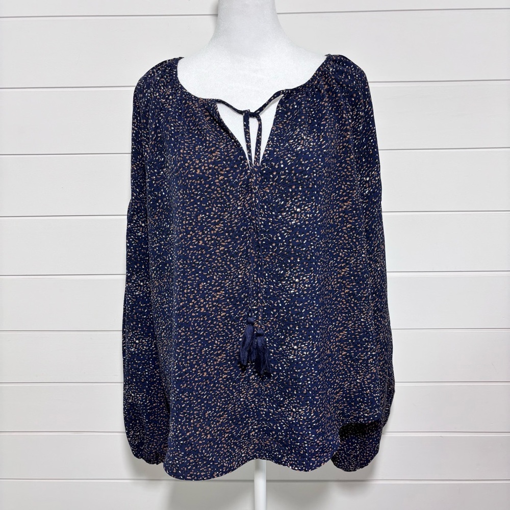 Lovestitch Navy Blue Patterned Women's Top Size‎ L